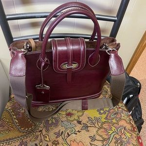 Dooney & Bourke Florentine Toscana side zip satchel in Bordeaux